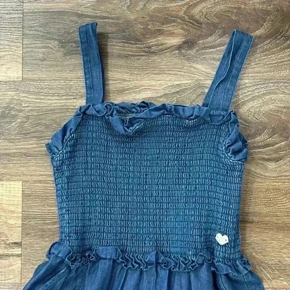 Bebe Girls wide leg jean style 100% cotton jumpsuit blue size Medium (10-12) - Picture 2 of 10